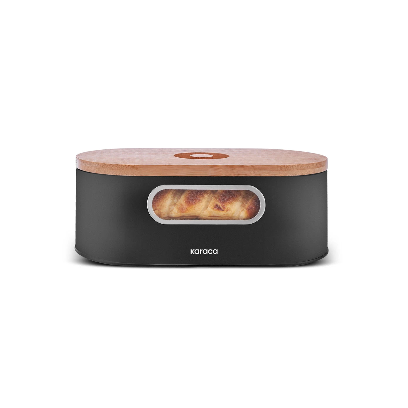 KARACA Stream 2in1 Bread Box & Cutting Board – Black Design