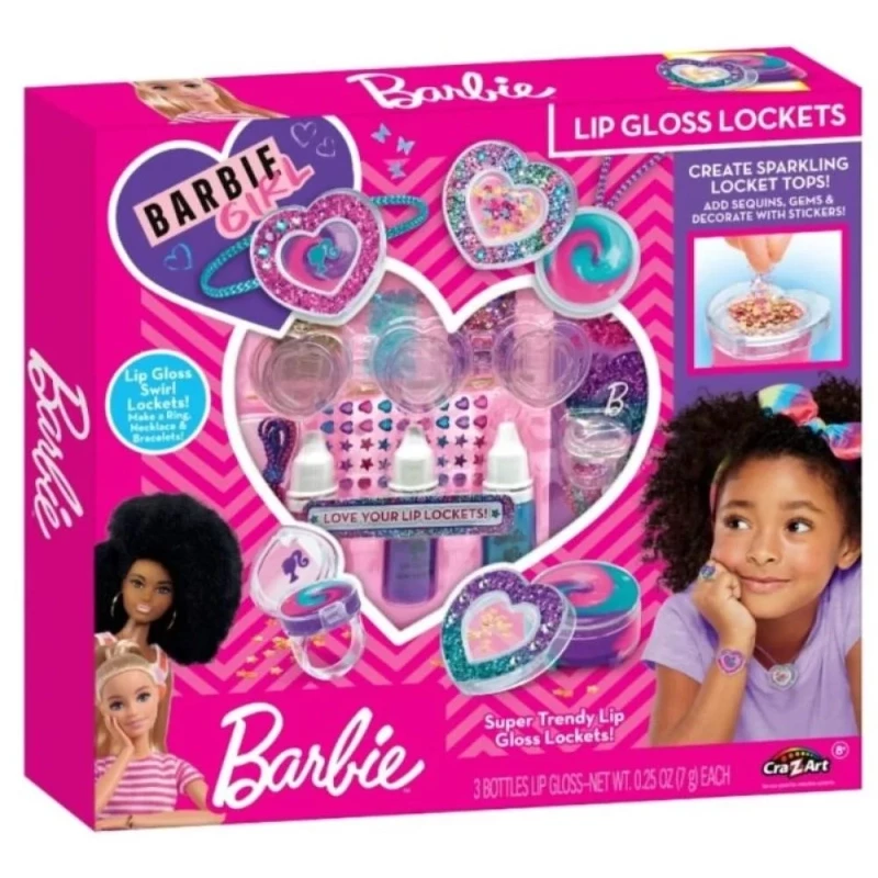 Barbie – مجموعة DIY لمعجون الشفاه وأساور القلوب للأطفال