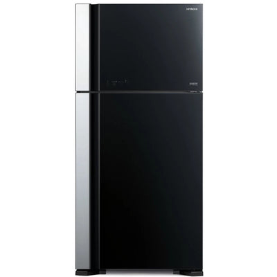 Hitachi R-VG800PJ7 Top Freezer Refrigerator 550L Black Glass | Twin Fan Cooling