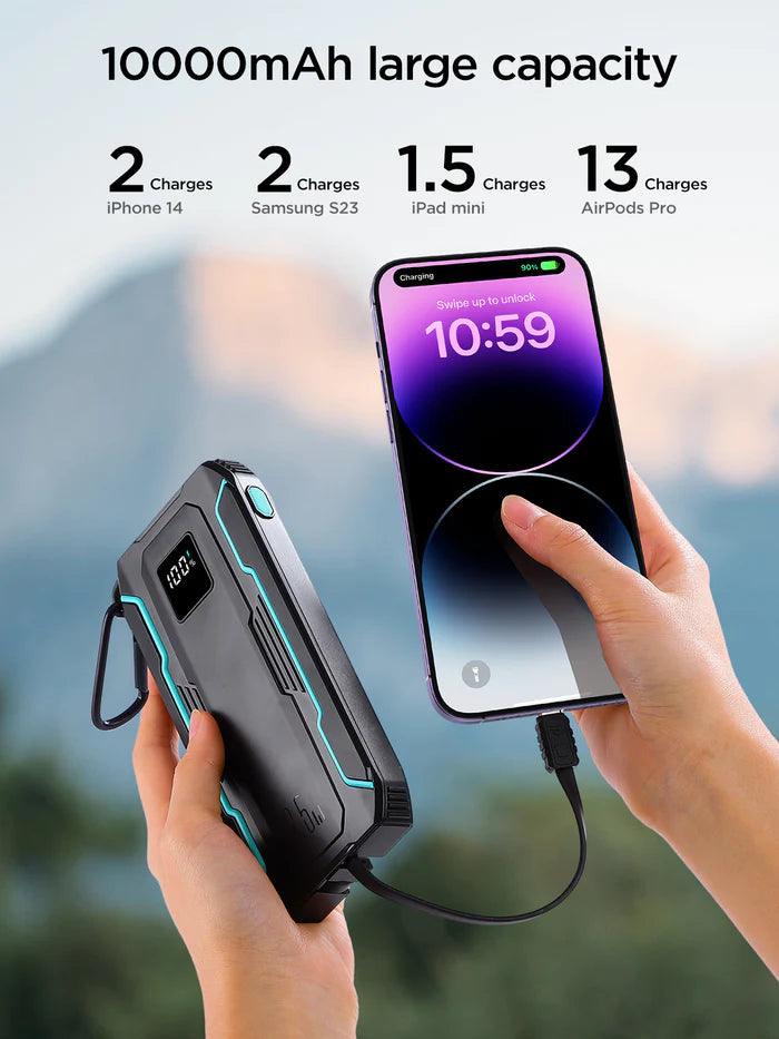 Joyroom 22.5W Power Bank with Dual Cables 10000mAh - Black