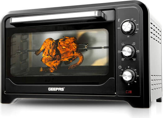 Geepas 2000W 42L Electric Oven, Rotisserie, 6-Stage Heating, Black GO4450