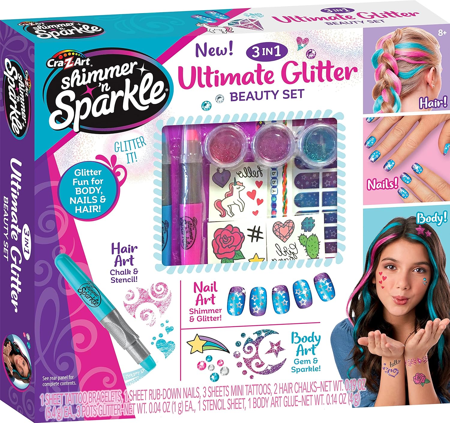 Shimmer ‘N Sparkle 3-in-1 Glitter Beauty Set for Kids