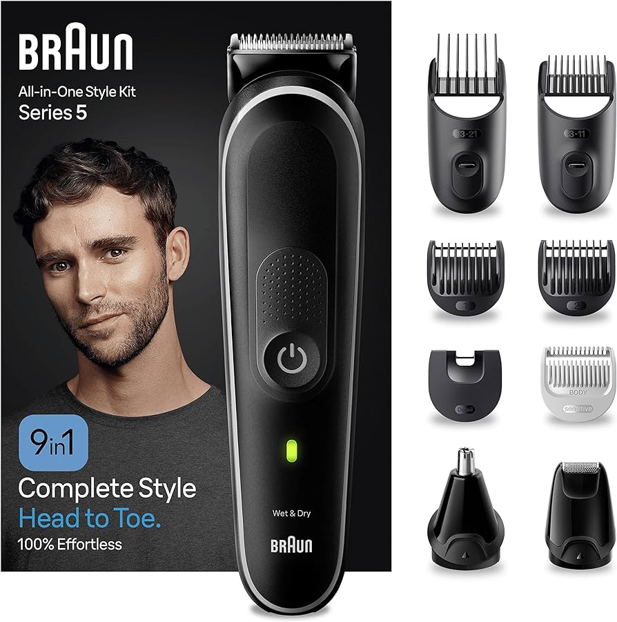 Braun Multi-Groomer Series 5: 9 in 1 Men's Grooming Kit for Beard and Hair Care - BLACK