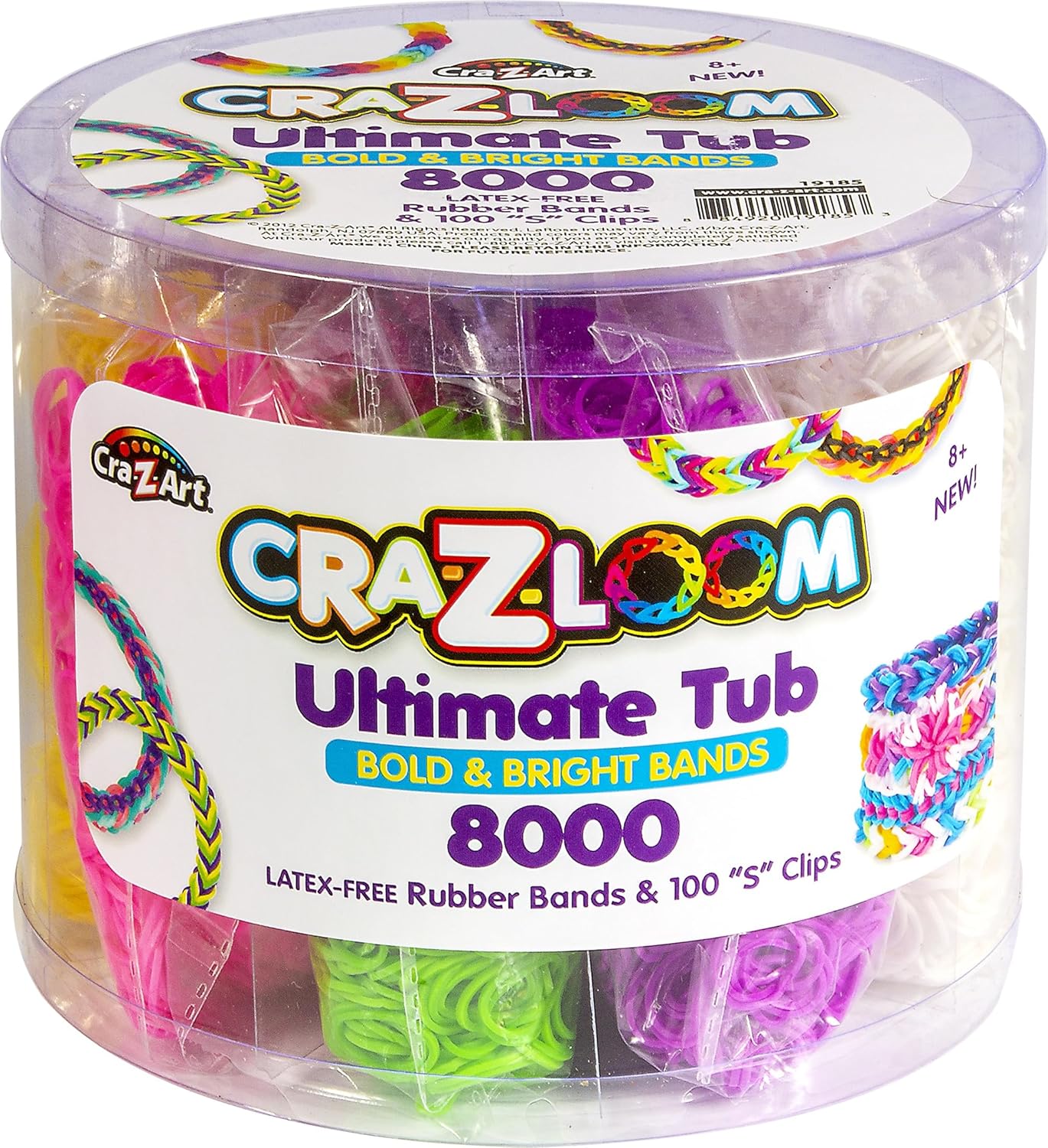 Cra-Z-Loom Ultimate Tub: 8000 Rubber Bands & 100 S Clips