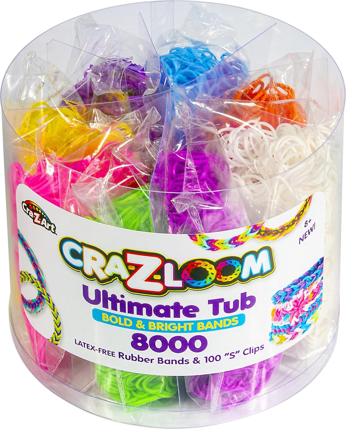 Cra-Z-Loom Ultimate Tub: 8000 Rubber Bands & 100 S Clips