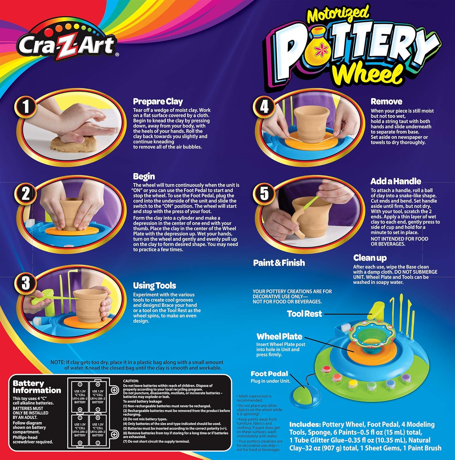 Cra-Z-Art Children’s Motorized Pottery Wheel Activity Set