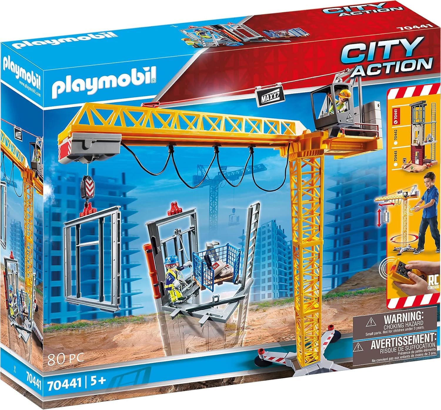 PLAYMOBIL RC Crane with Building Section - Remote-Controlled Toy