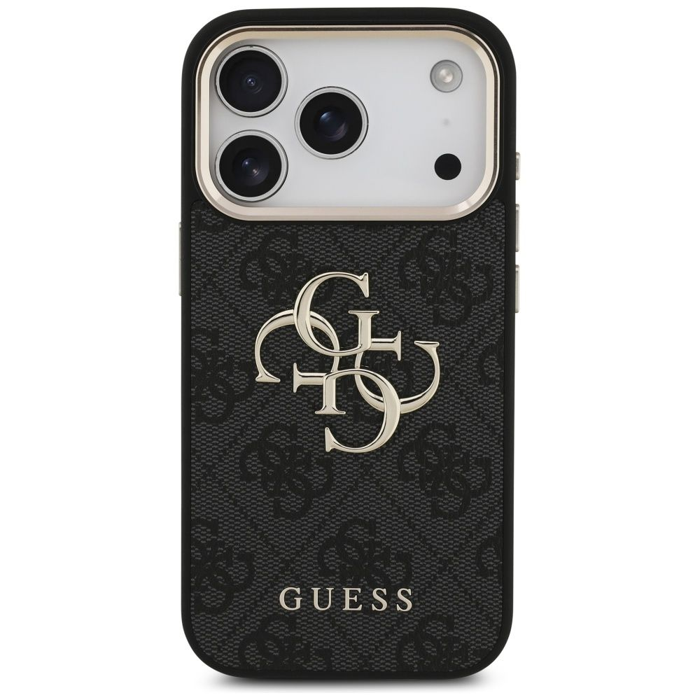GUESS MagSafe 4G PU Leather Case for iPhone 17 Pro- Black