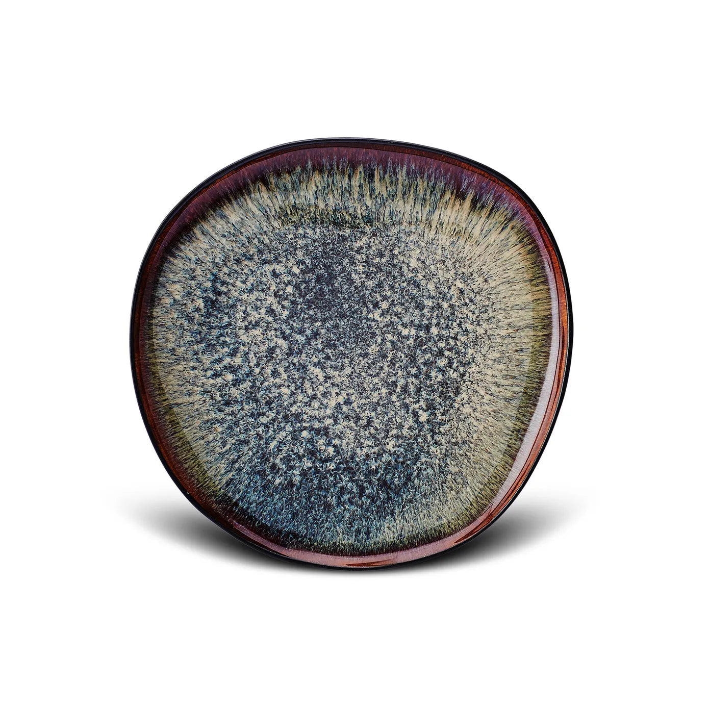 Galactic Reactive Glaze Side Plate 21.5 cm – Black Multi
