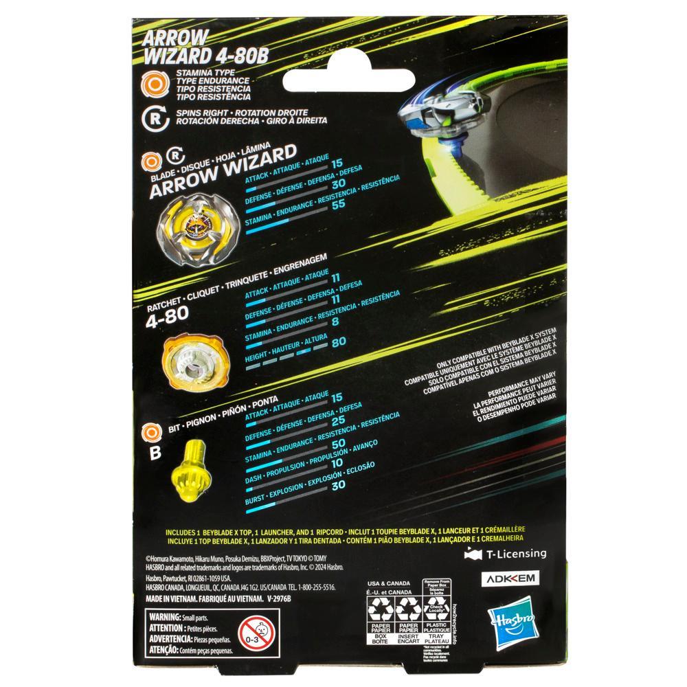 Beyblade X Arrow Wizard 4-80B Starter Pack | Stamina Type Spinning Top & Launcher