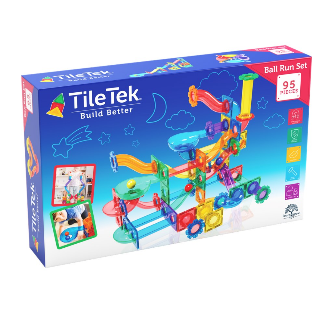 TileTek Magnetic Tile Ball Run Set, 95 Pieces, Ages 3+