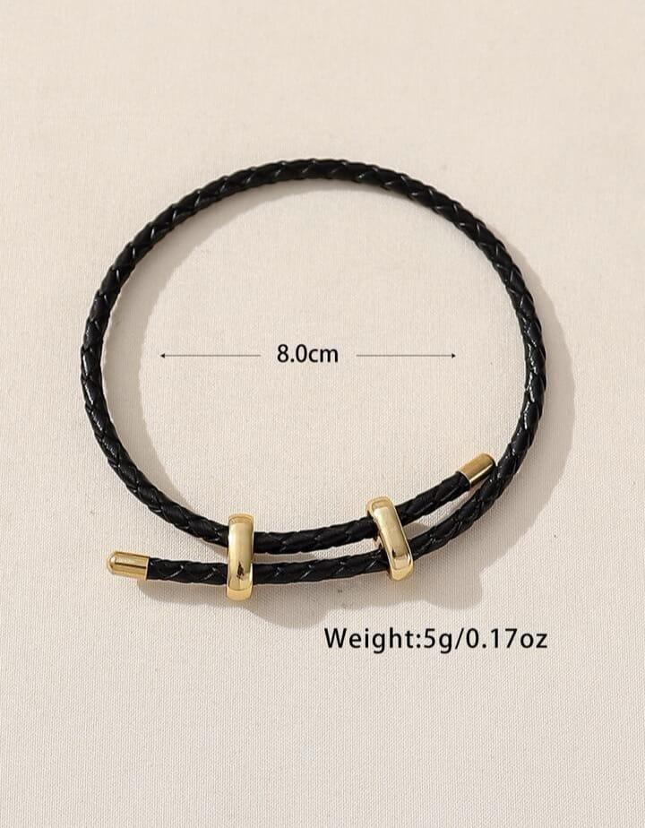 PU Rope Bracelet Solid color alloy belt school style adjustable bracelet for women jewelry making