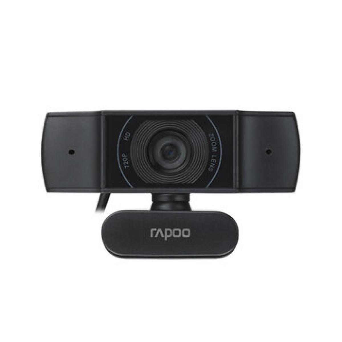 Rapoo C200 720p HD USB Black, 360° Horizontal, 100° Super Wide-Angle Webcam with Microphone for Live Broadcast Video Calling Conference