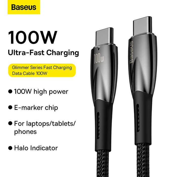 Baseus Glimmer Fast Charging Data Cable Type-C to Type-C 100W 2M