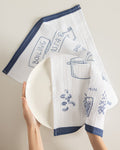 Madame Coco Cussion Muslin Drying Cloth – Absorbent Modern Kitchen Towel in White & Navy