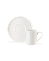 Madame Coco Dory Coffee Cup Set for 6 – 12-Piece, 110ml White Porcelain Coffee Cups