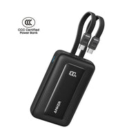 Anker Zolo Power Bank (20K, 45W, Built-In Dual USB-C Cables ) Black