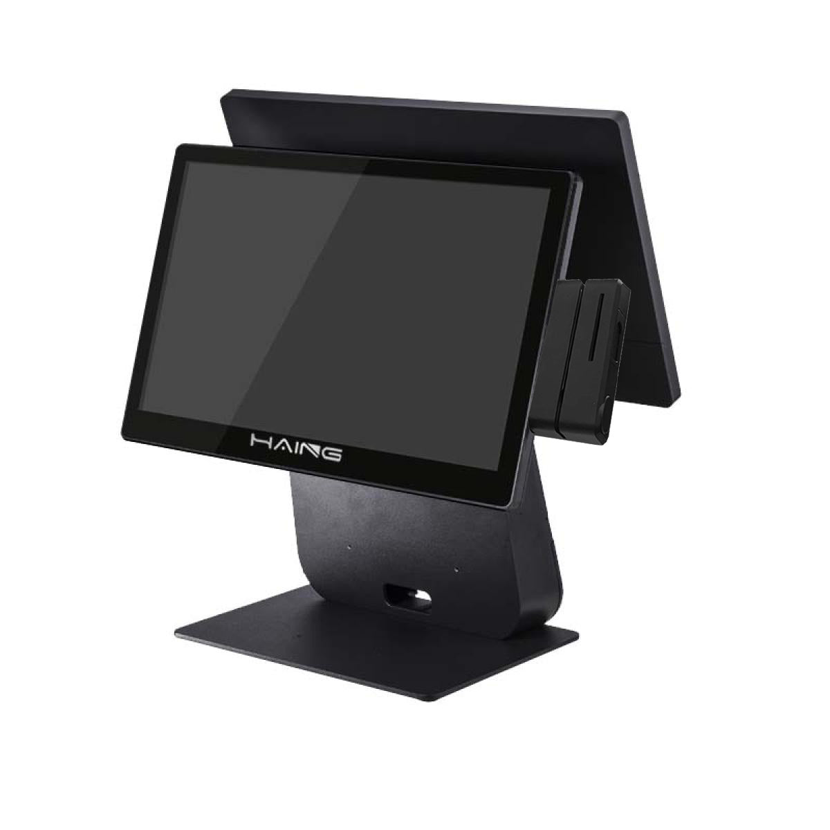 HAING A200S Dual 15.6-Inch POS Touchscreen Terminal with MSR, Core i7 10th Gen, 8GB RAM, 256GB SSD
