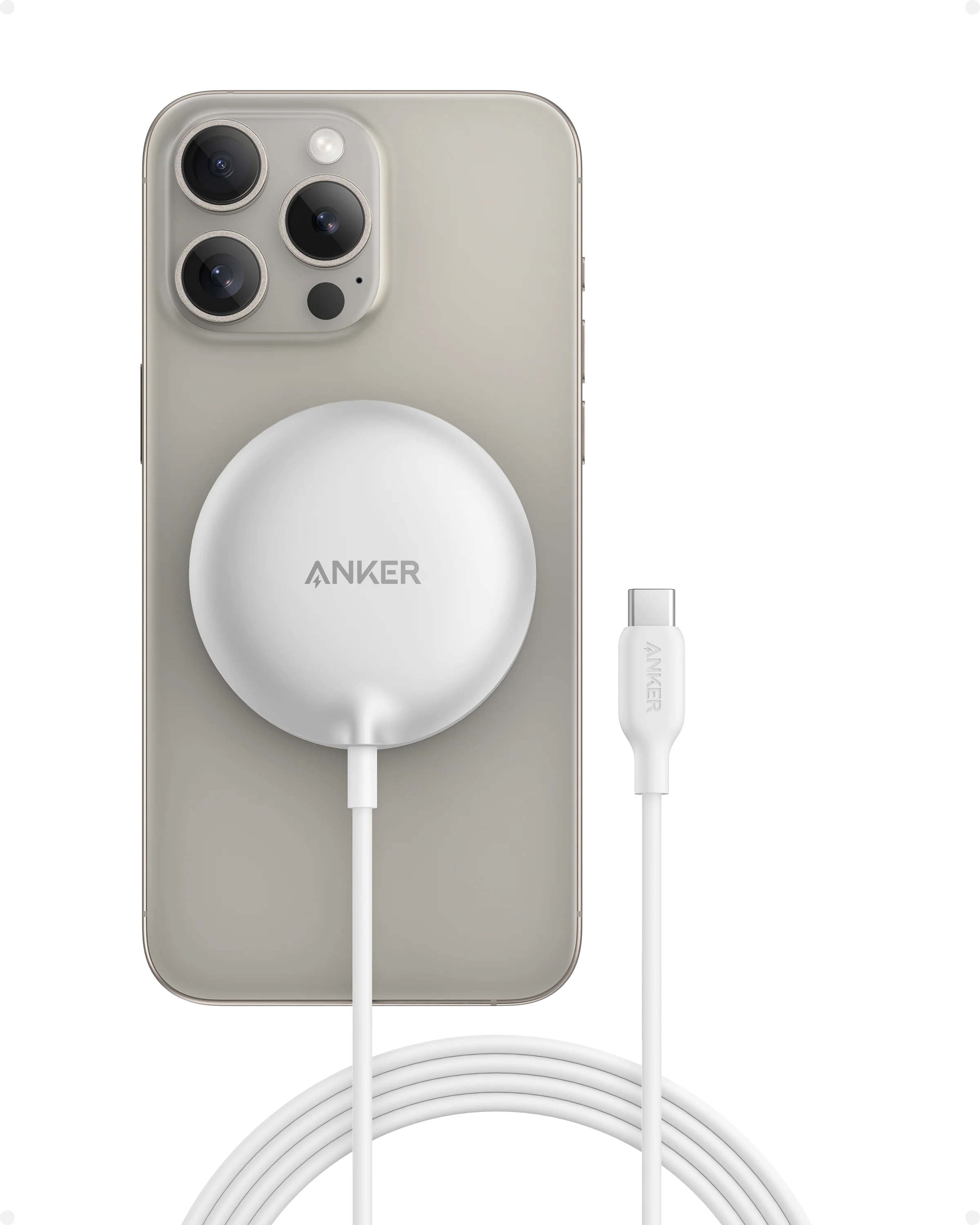 Anker MagGo Wireless Charger Pad 15W Fast Charging - White & Black