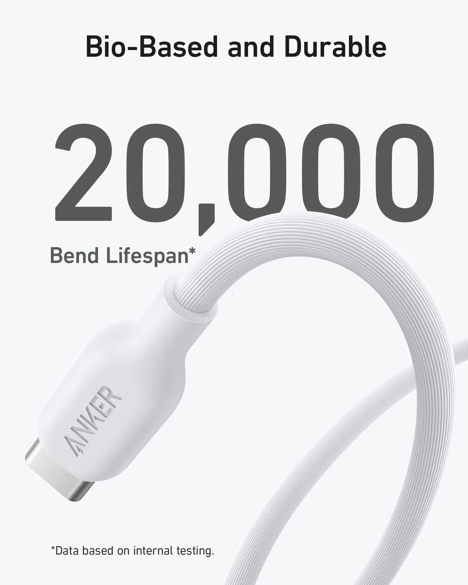كابل Anker 542 USB-C إلى Lightning (Bio-Based 6ft) - أبيض 