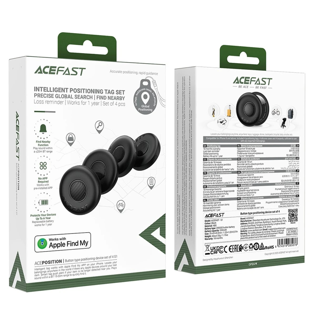 متعقب ACEFAST S1 ذكي Apple Find My مفاتيح وحقائب