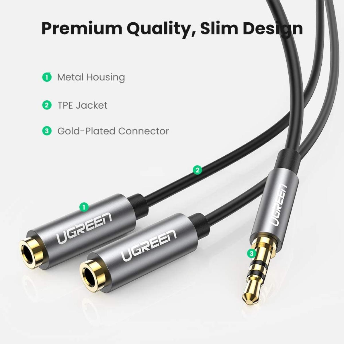 UGREEN 3.5mm M to 2 F Headphone Audio Splitter Cable -B