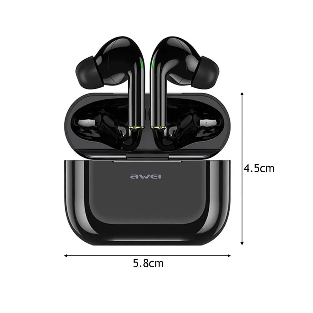 AWEI True Wireless Bluetooth Earphones with Mic and Charging Case - Black