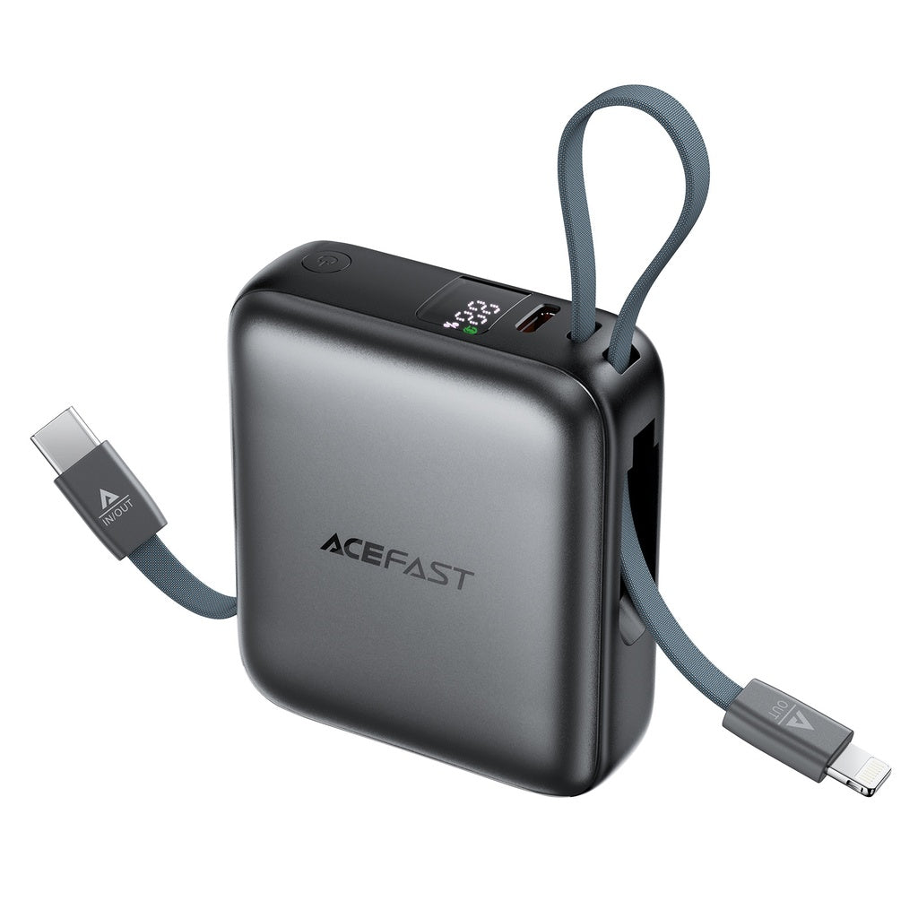 باور بنك Acefast M23-10000 مع كابلين مدمجين وشحن سريع