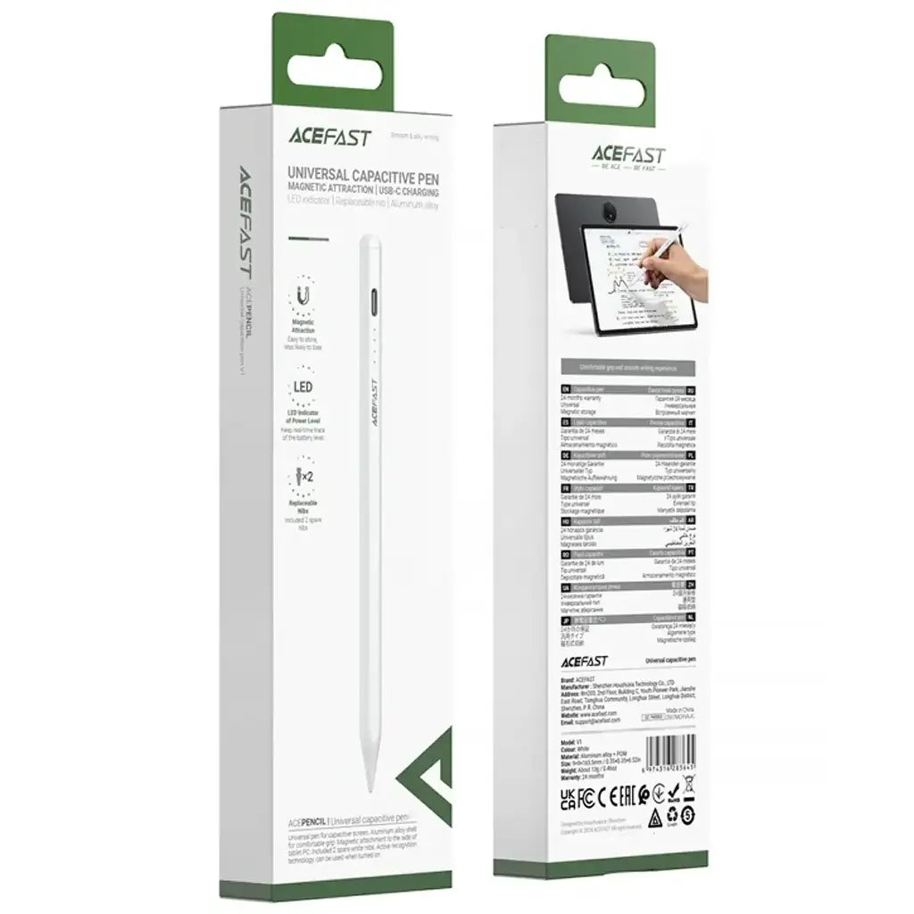 قلم ACEFAST V2 للآيباد مغناطيسي USB-C أبيض