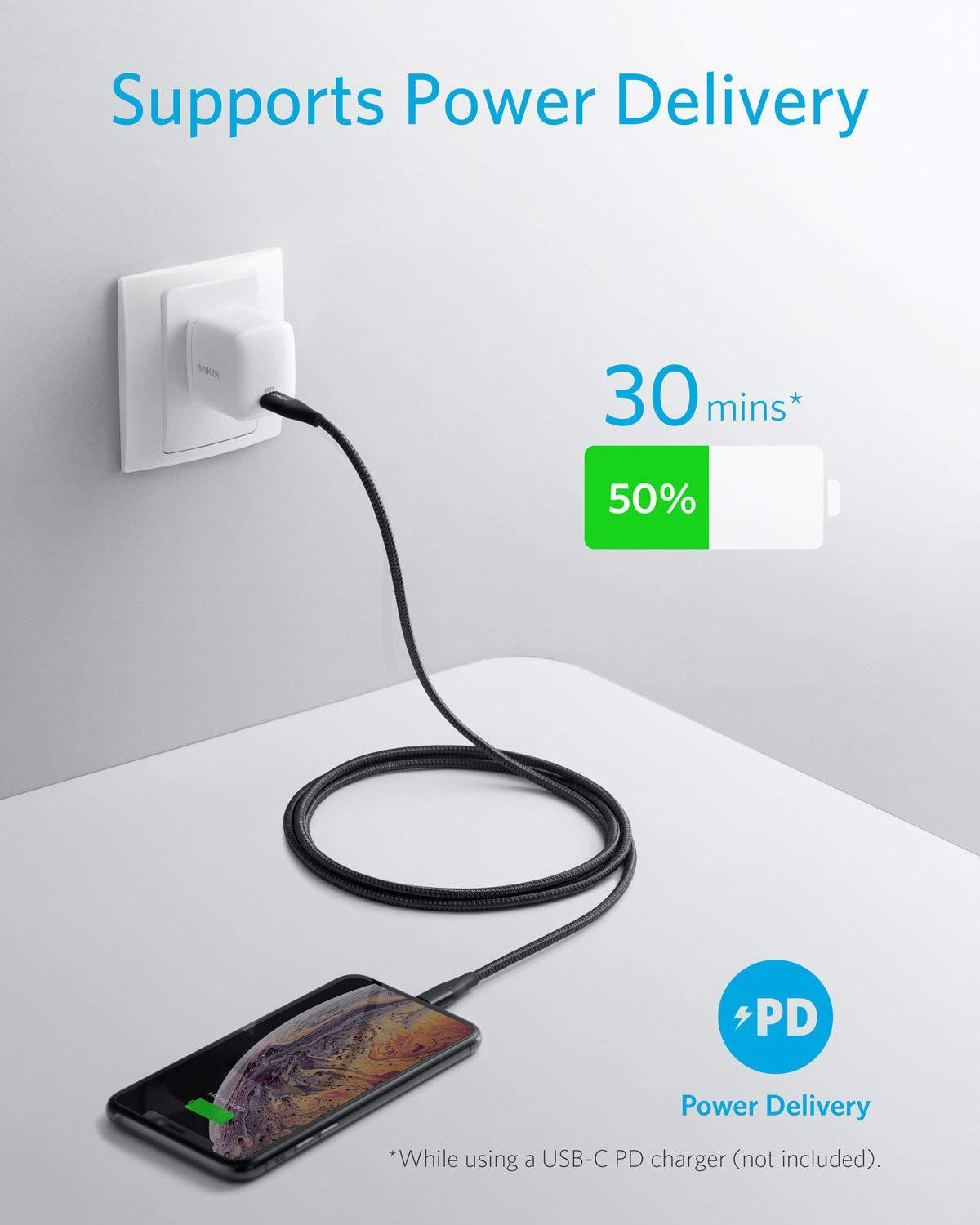 Anker PowerLine & II USB C to Lightning Cable 6ft Durable & Fast 