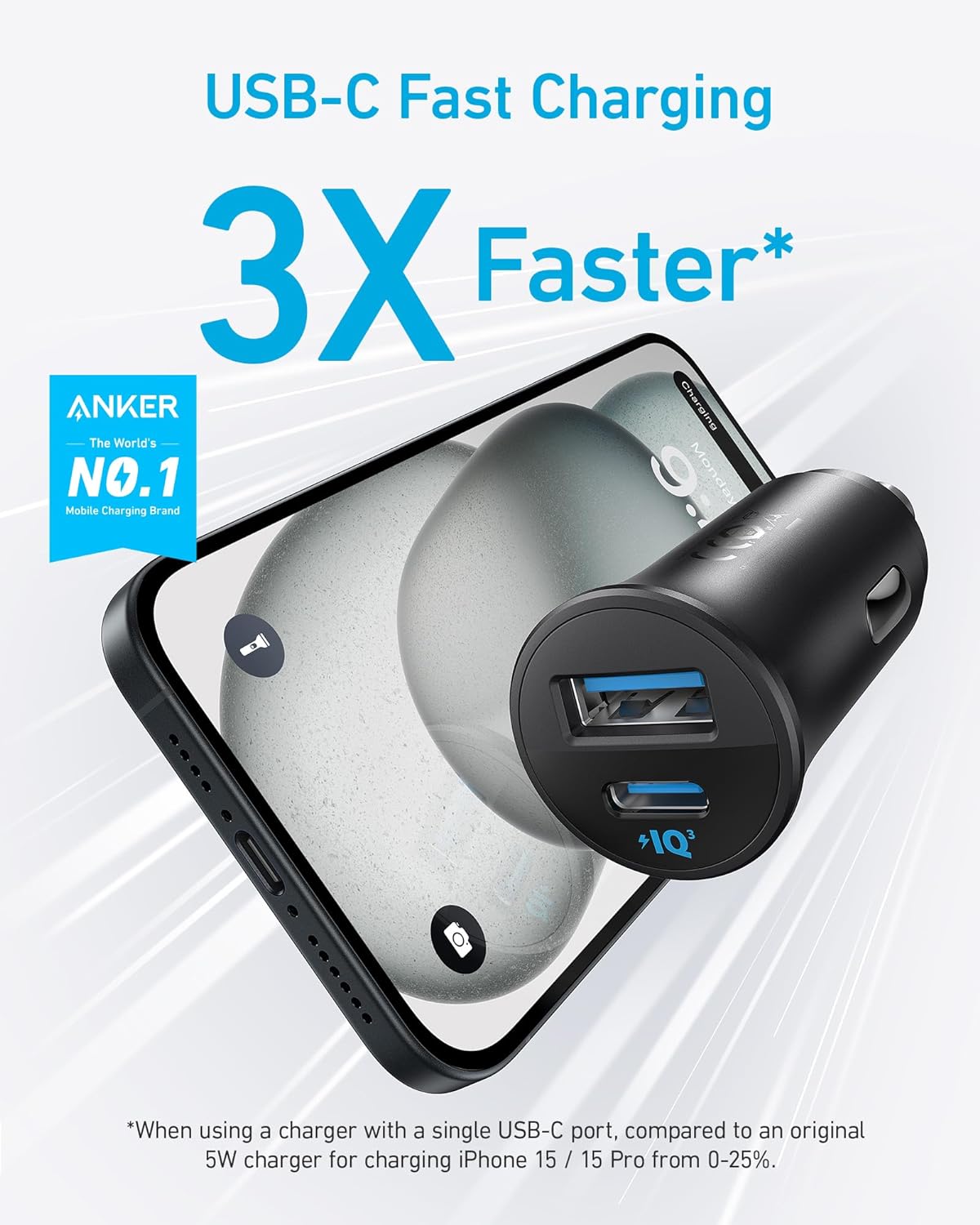 Anker USB C Car Charger 30W Fast & Safe Dual Charging 