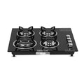 Geepas 4-Burner Tempered Glass Gas Hob, 6.51kW, Auto Ignition, Black GK4410