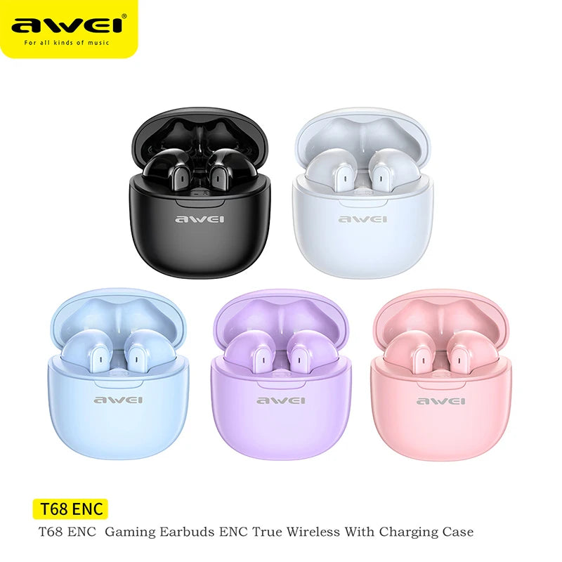 Awei ENC Bluetooth 5.3 Noise Canceling Wireless Earbuds with HD Mic 4 Deep Bass TWS Earbuds