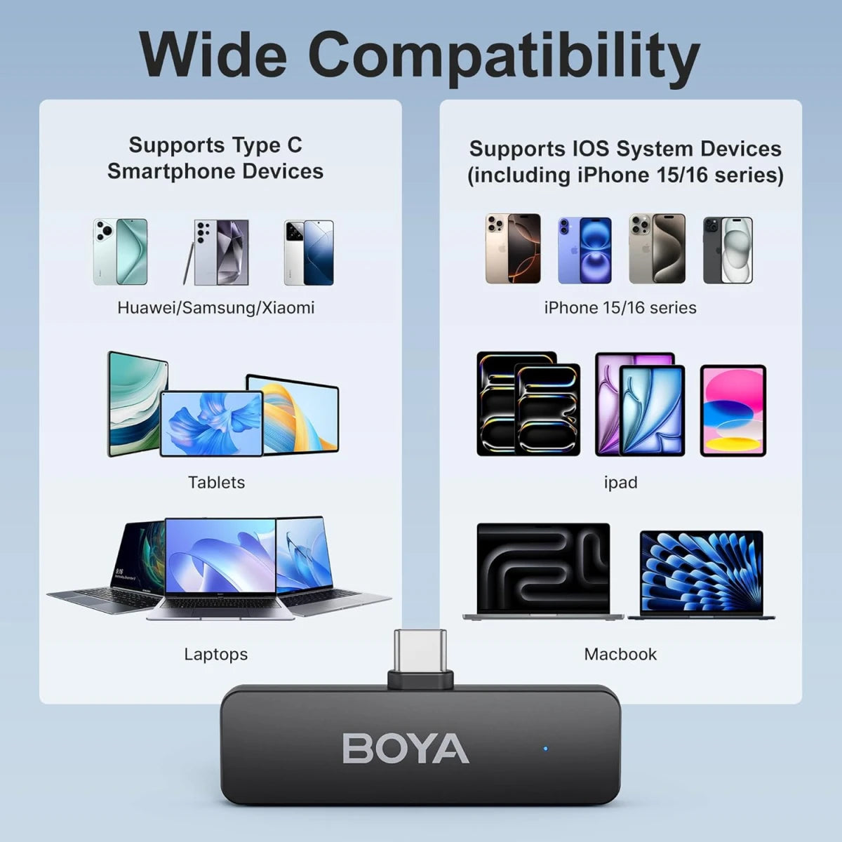 BOYA BY-V4U Ultra-Compact 4 Wireless Microphone System | USB-C