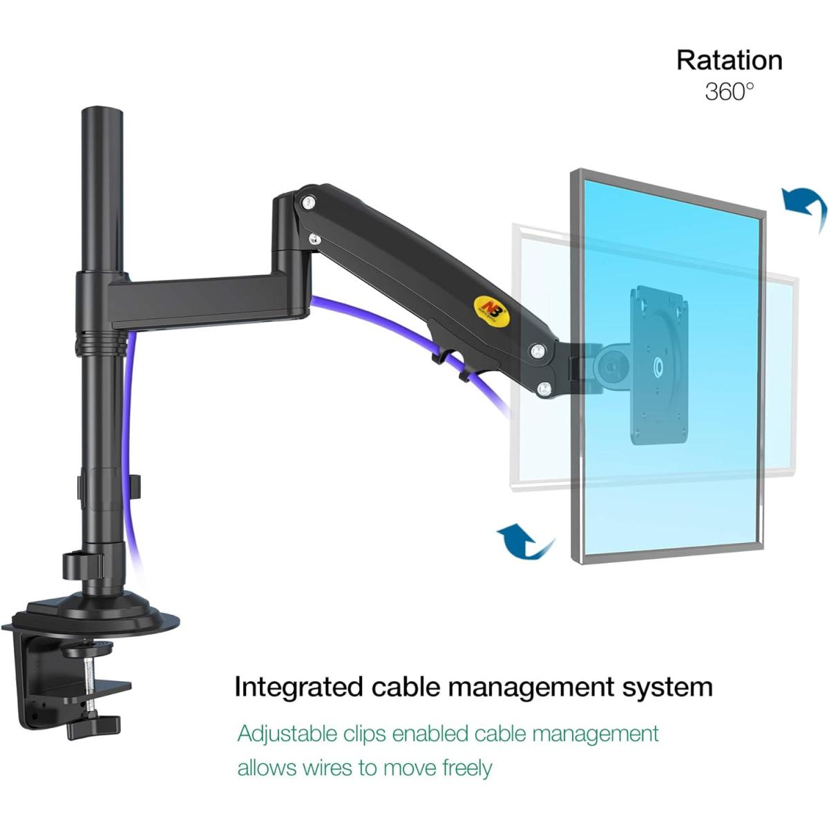 North Bayou H100 Adjustable Monitor Arm 22"-35" Desk Mount