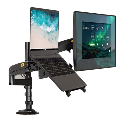 North Bayou H180-FP 10"-17" Laptop/Tablet 17"27" Monitors Ergonomic Gas-Spring Multifunctional Dual Bracket Desk Mount