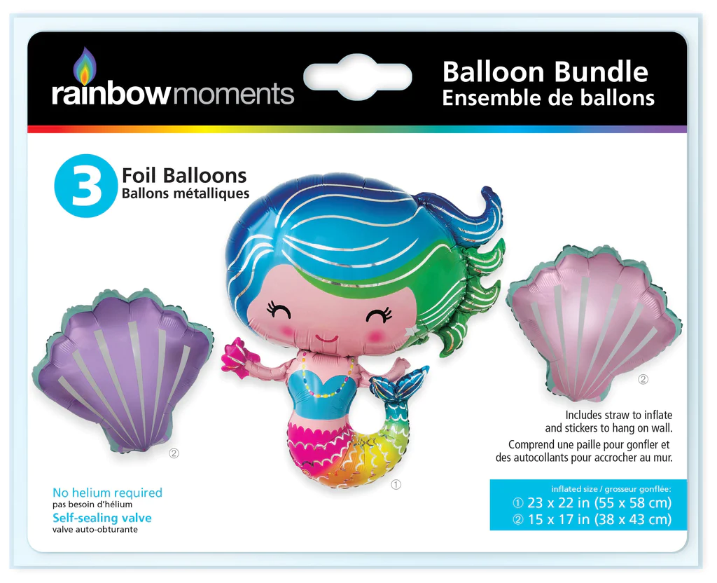 Rainbow Moments Foil Balloon Set, Mermaid Design