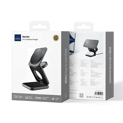 WiWU Kevlar 3-in-1 Wireless Charger - 15W Fast Charging | Wi-W035