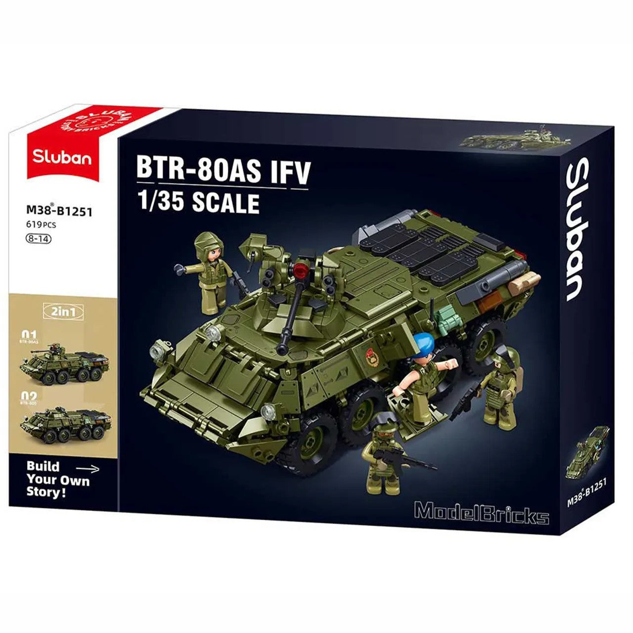 Sluban Modelbricks Tank BTR-80AS IFV 1:35 Scale 619 Pieces | M38-B1251