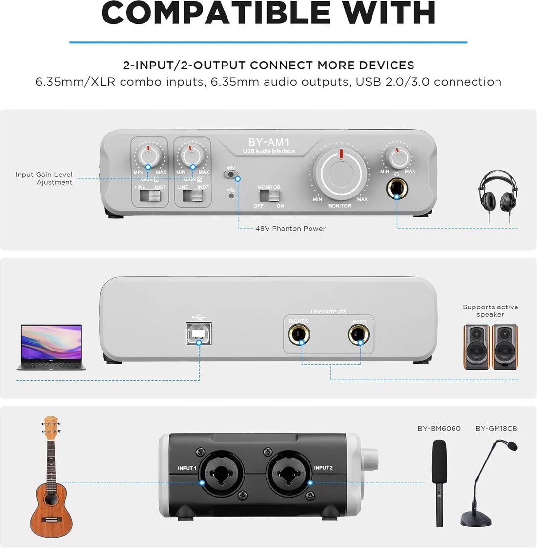 BY-AM1 Dual-Channel Audio Mixer – Professional Sound Control