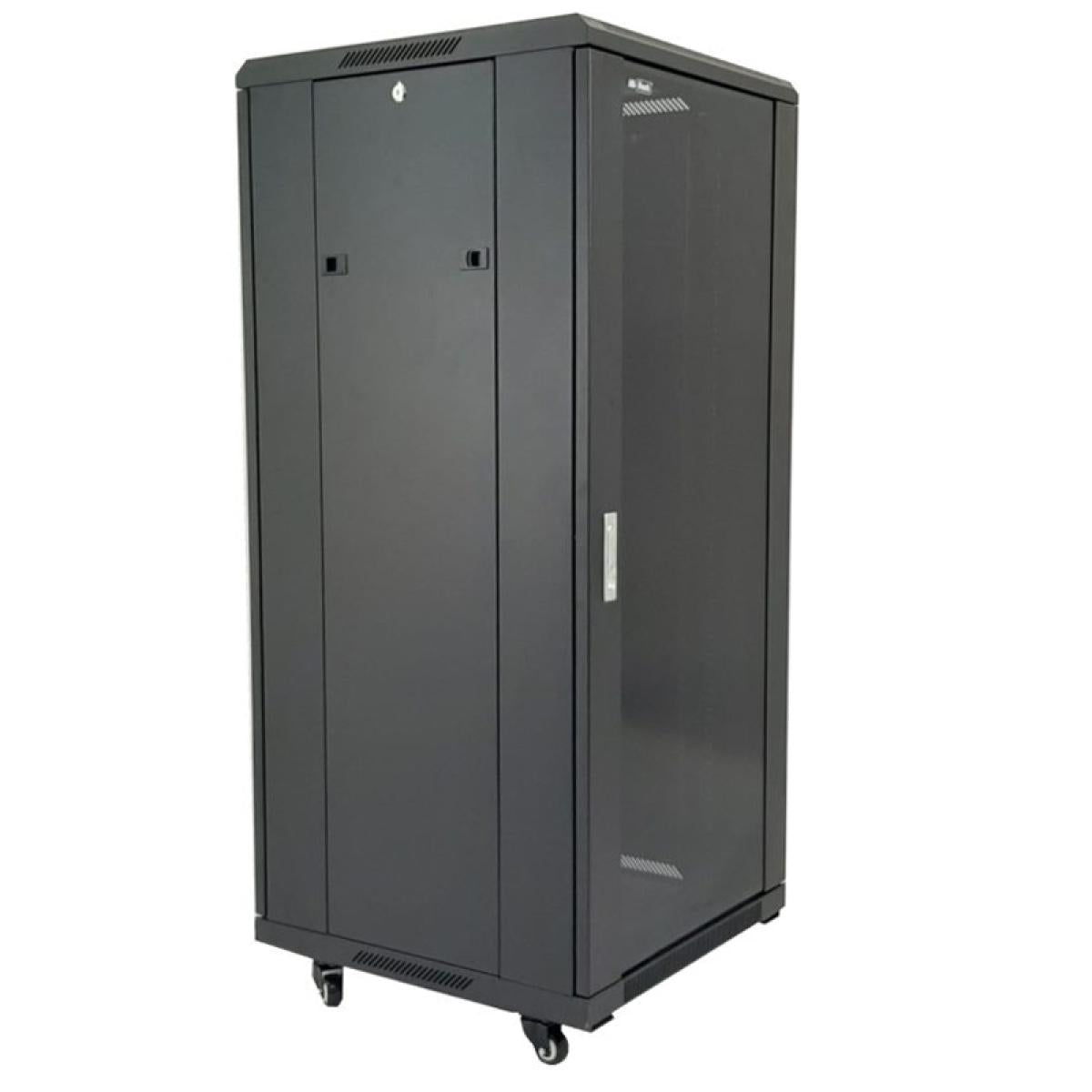 HAING 32U Network Server Cabinet, 600 x 1000mm, Glass Door, Dual Fans, 3 Shelves, 6-Port PDU and Casters