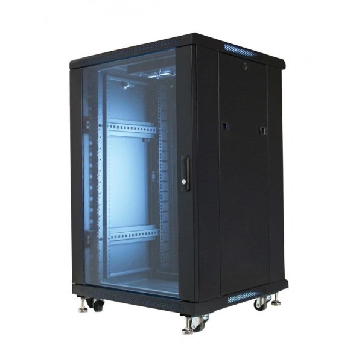 HAING 32U Network Server Cabinet, 600 x 600 x 1600mm, Glass Door, Fan, Shelves, 6-Port PDU and Casters