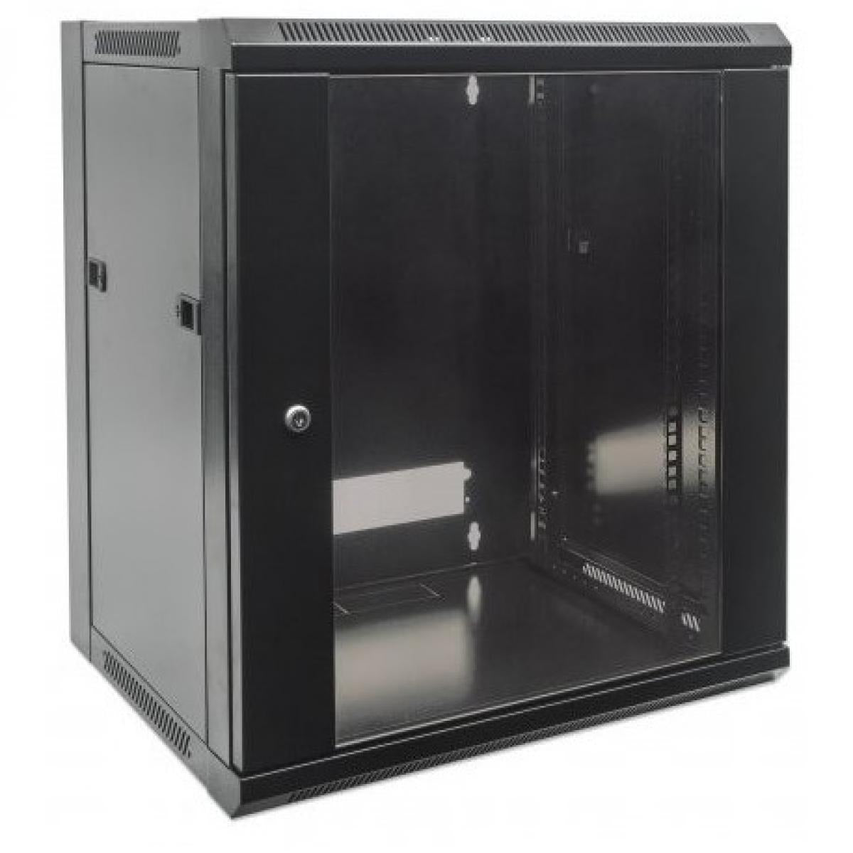 HAING 9U Wall-Mount Network Cabinet, 600 x 600 x 550mm, Glass Door, Cooling Fan, 4-Port PDU and Shelf