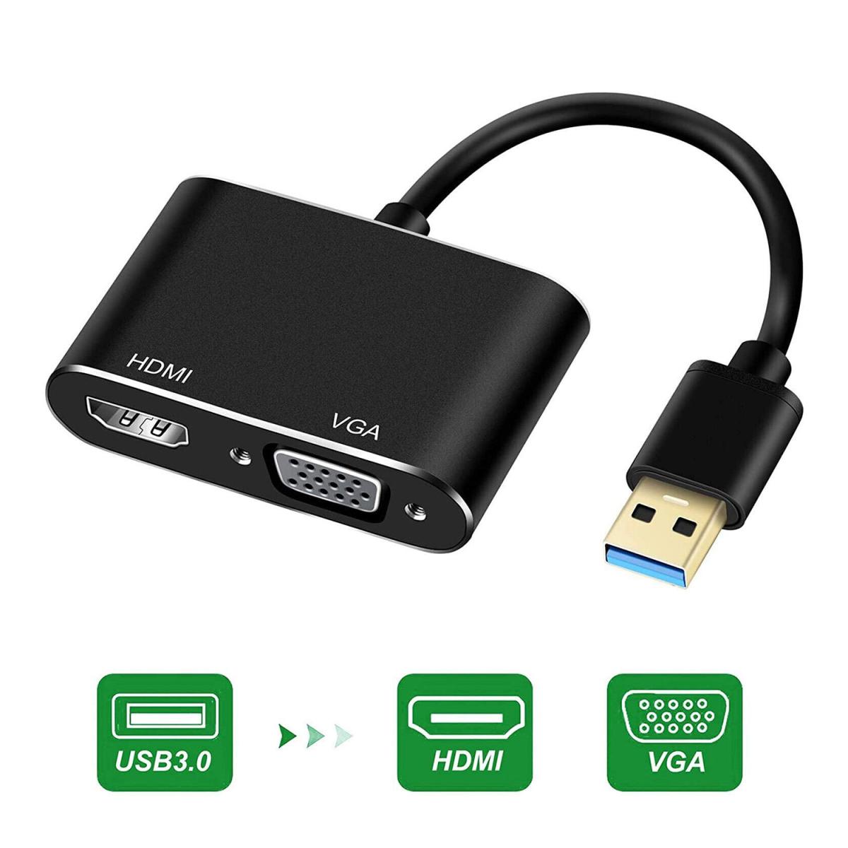 Haing USB 3.0 to HDMI/VGA Adapter | Connect Extra Displays in Full HD