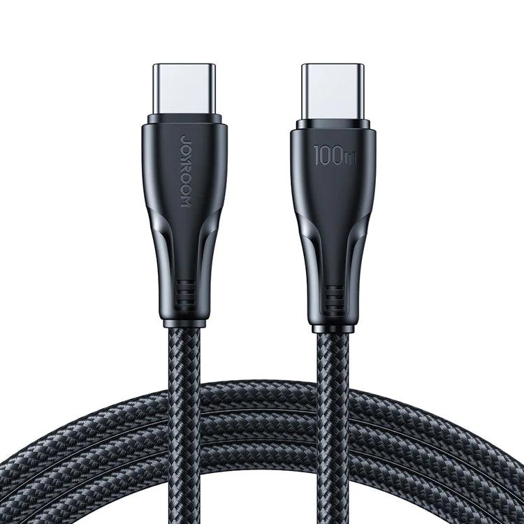 Joyroom Nylon Type C to Type C Cable 100W Fast & Durable - Black & White