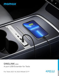 Momax 4 Port USB Extender for Tesla Model 3/Y - Silver