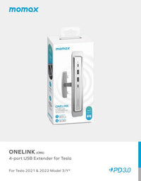 Momax 4 Port USB Extender for Tesla Model 3/Y - Silver