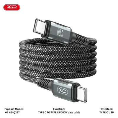 XO NBQ267 Magnetic Cable 60W – Fast Type-C to Type-C Charging