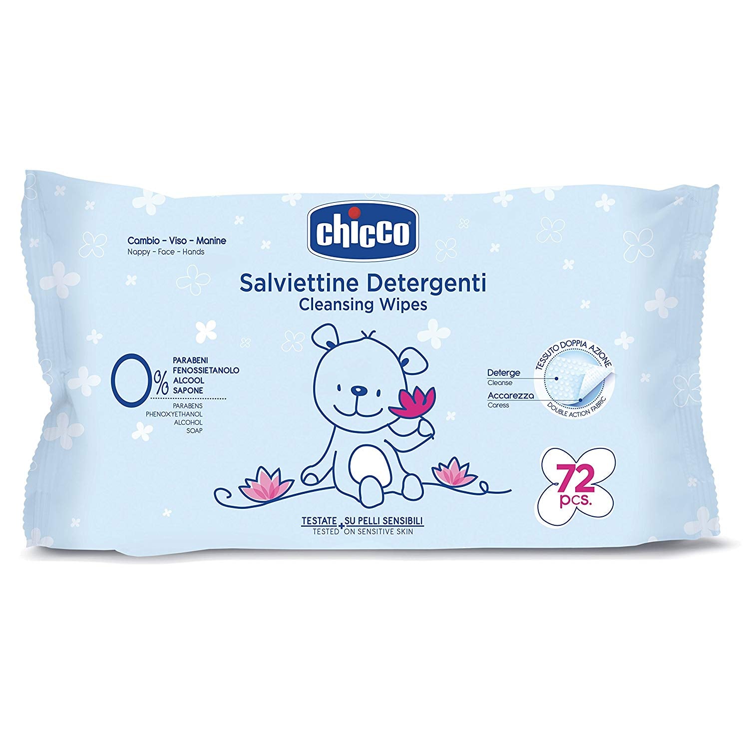 Chicco Baby Wipes 72 Pcs Alcohol-Free & Gentle Cleaning