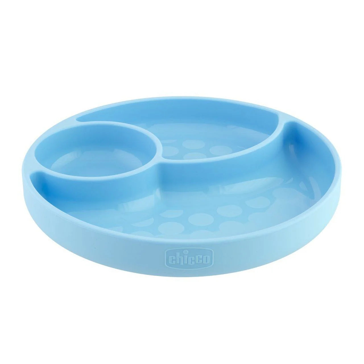Chicco Silicone Divided Plate 12M+ Teal Non-Slip & Safe - Blue